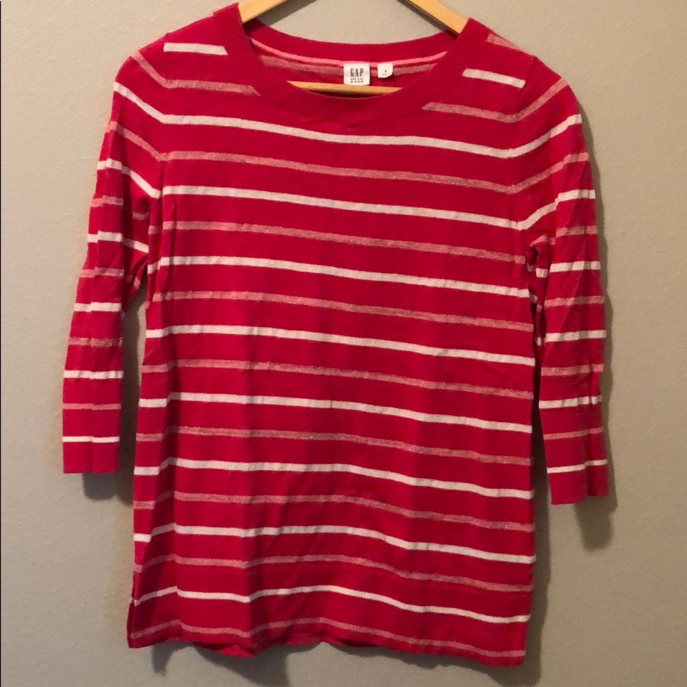 Striped 3/4 Length Sleeve Sweater